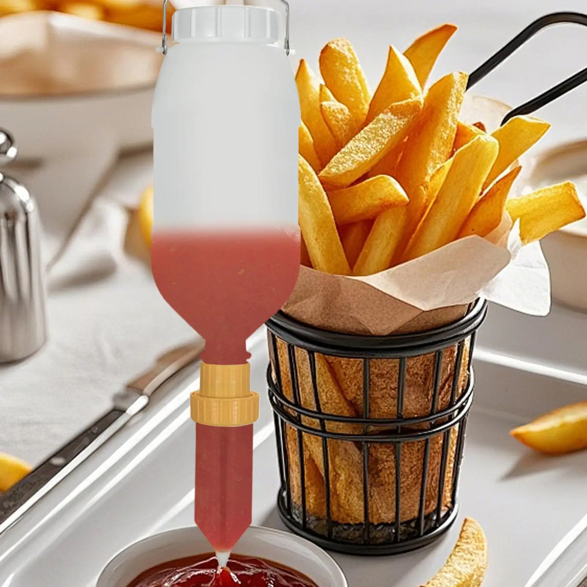 2.5L Hangable Sauce Dispenser – Leak-Proof Refillable Condiment Dispenser Richie's