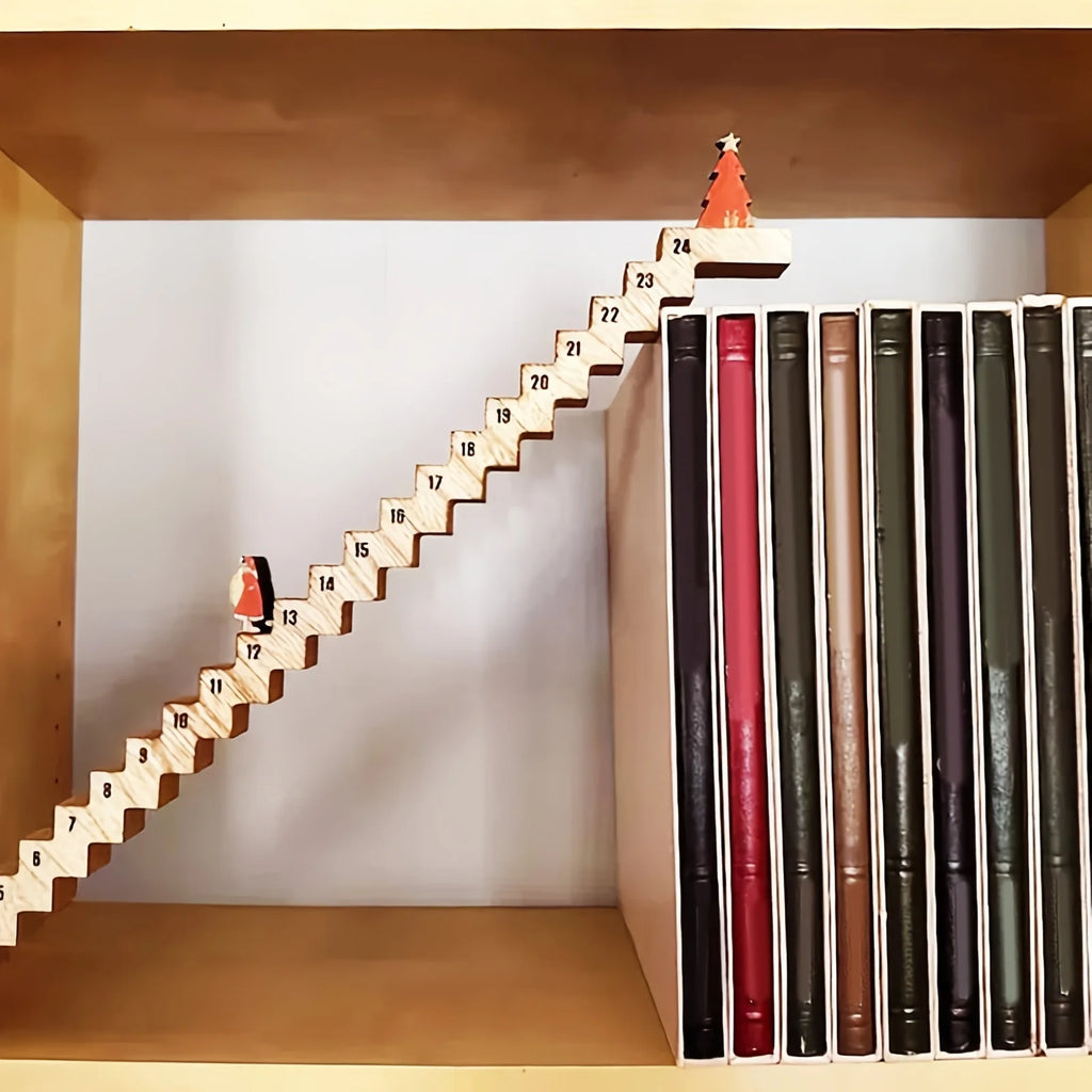 Wooden Climbing Santa Advent Calendar 2025 – 24 Stairs Christmas Advent Calendar Richie's