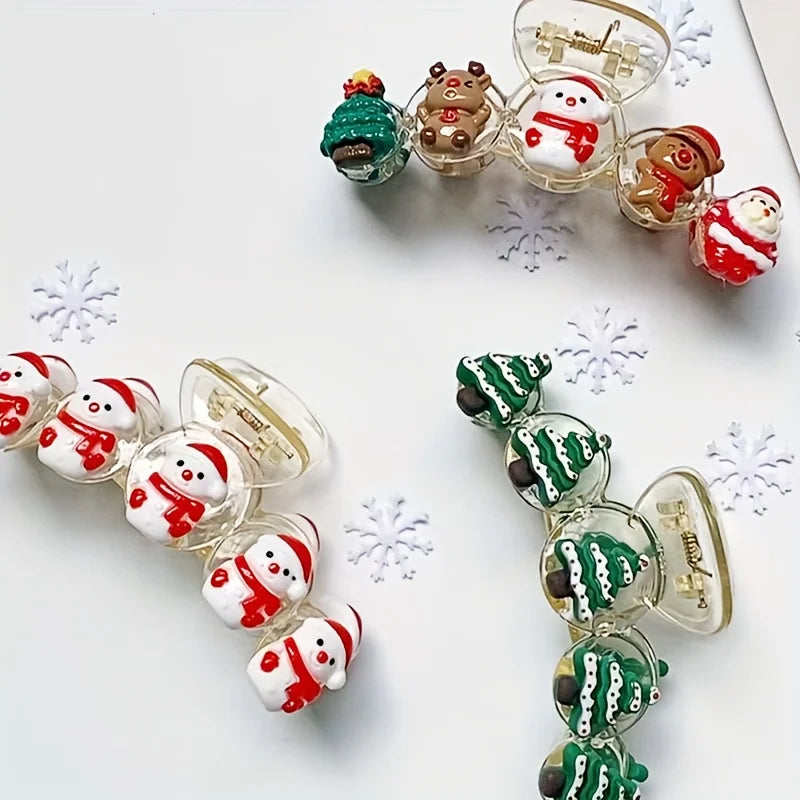 Santa & Reindeer Christmas Hair Claw Clip – Large Shark Clip Christmas Hair Clip Richie's