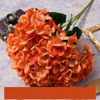 5-Head Artificial Hydrangea Silk Fake Flowers for Wedding & Decor Artificial Flowers Richie's Orange
