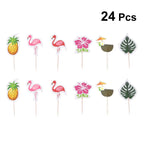 24 Pcs Flamingo Pineapple Cake Topper Picks – Tropical Party Cake Topper Picks Richie's