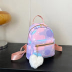 Mini Nylon Backpack for Women – Cute Multicolor Bag & Heart Pendant Mini Backpack Richie's Purple Pink