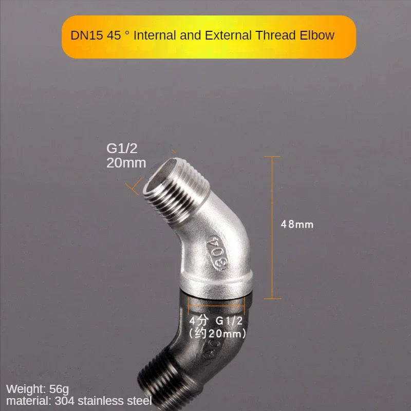 1/2" 304 Stainless Steel Pipe Fittings – Tee, Elbow & Connector Pipe Fitting Richie's 45 degree elbow-2 1/2"