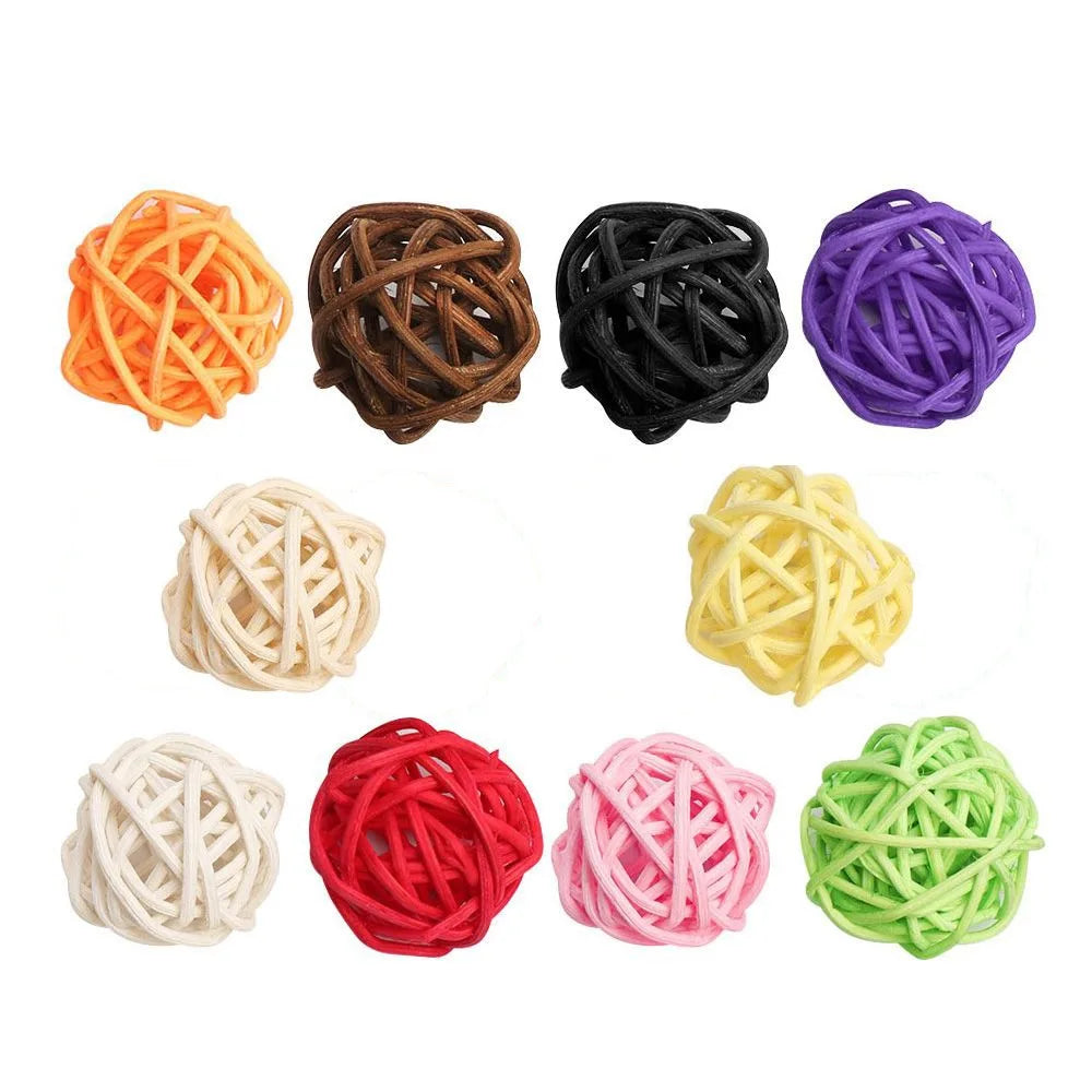 10PCS Rattan Ball Star Heart Moon Fish Xmas Tree Ornaments Christmas Ornaments Richie's 4cm ball-multicolor