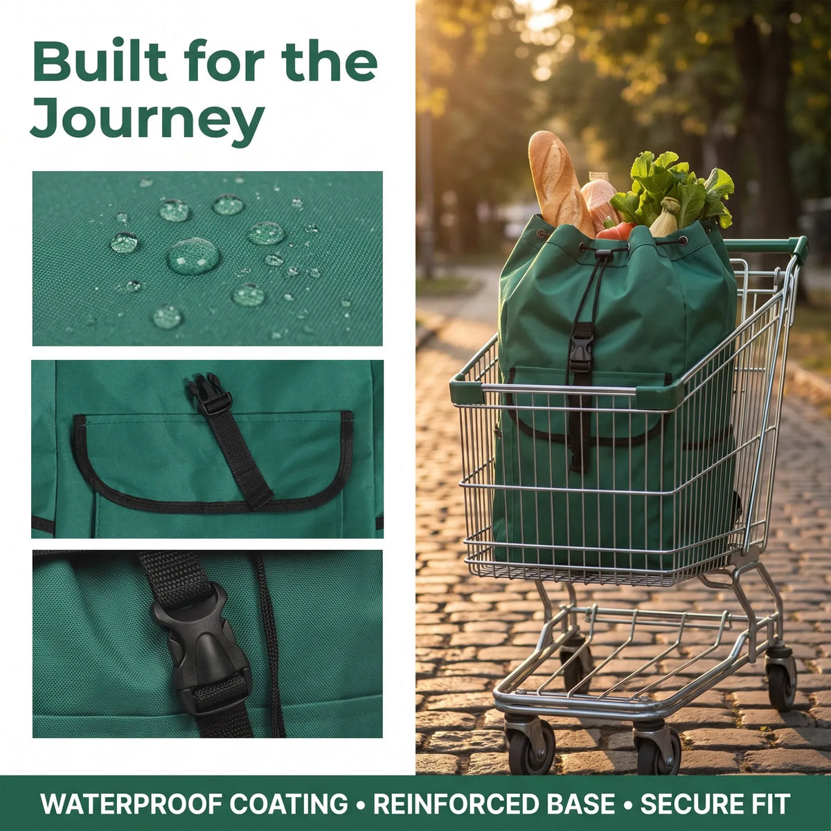 Waterproof Oxford Shopping Cart Replacement Bag – Reusable Green Trolley Replacement Bag Richie's