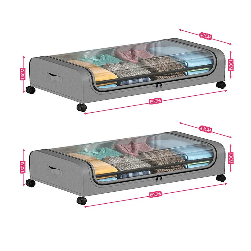 Under Bed Storage Bins with Wheels & Lid | Home Organizer Under Bed Storage Bin Richie's grey 2PCS