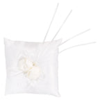 White Ring Bearer Pillow – Satin Ribbon & Faux Pearl Wedding Cushion Ring Bearer Pillow Richie's
