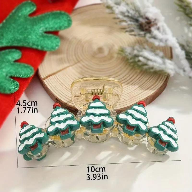 Santa & Reindeer Christmas Hair Claw Clip – Large Shark Clip Christmas Hair Clip Richie's Christmas tree 1pc