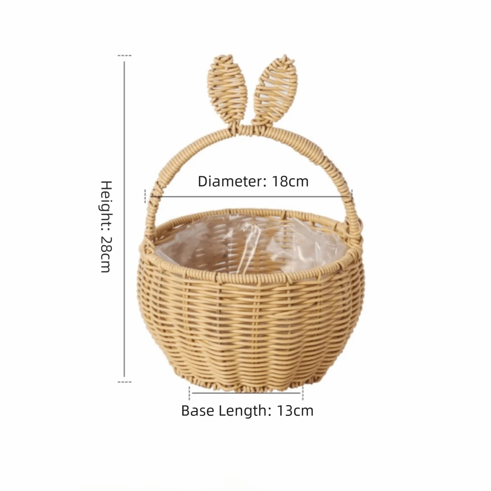 Rabbit Ear Hand Woven Easter Storage Basket with Handles Woven Storage Basket Richie's Beige