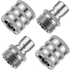4Pcs Stainless Steel Garden Hose Quick Connector 3/4" Fitting Garden Hose Connector Richie's black silver 3/4"