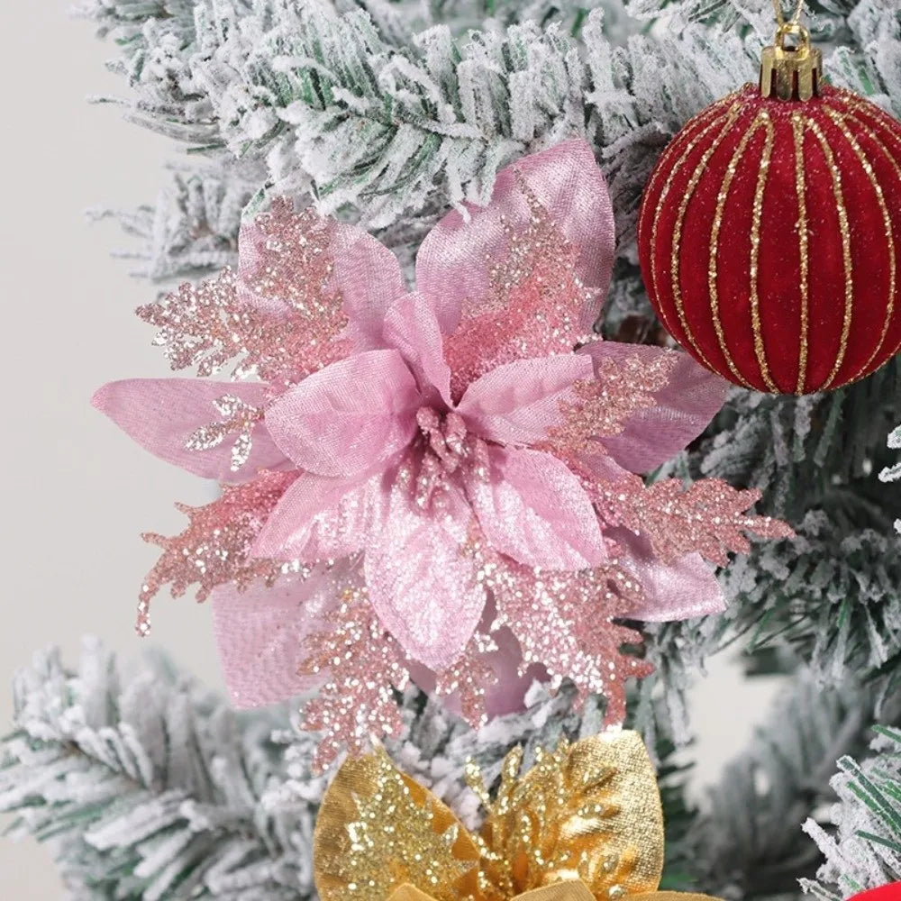 3-Layer Glitter Artificial Christmas Flower Bouquet Set Christmas Flower Bouquet Richie's