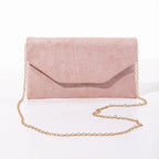 Women's Suede Envelope Clutch Bag with Chain Shoulder Strap Evening Clutch Bag Richie's Champagne