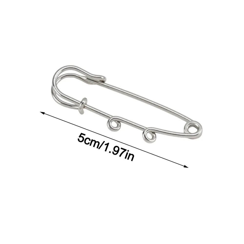 Silver Safety Brooch Pins DIY Charm Connectors Scarf Buckle Brooch Pin Richie's 5CM-With 2Rings