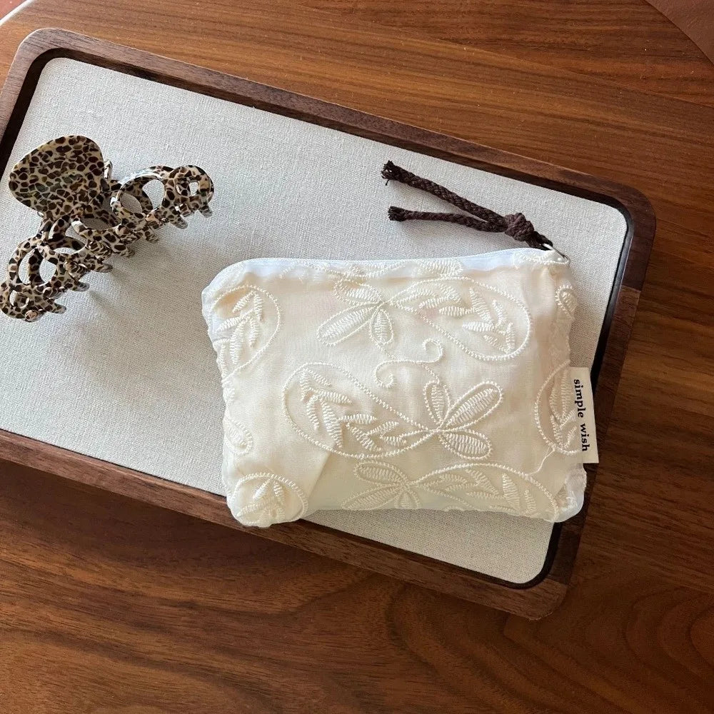 French Art Deco Lace Embroidered Cotton Coin Purse Mini Pouch Coin Purse Pouch Richie's 5