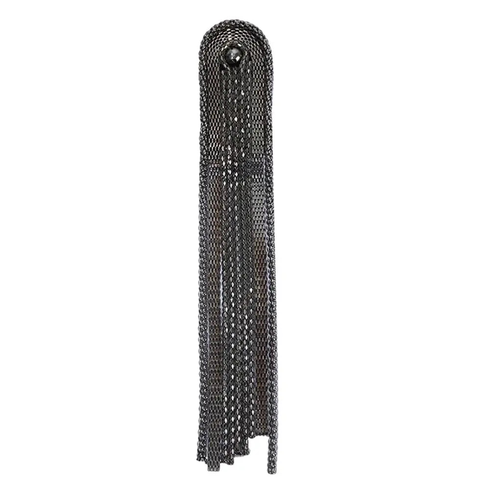 Tassel Epaulette Shoulder Brooch – Beads & Chain, Unisex Shoulder Brooch Richie's Black