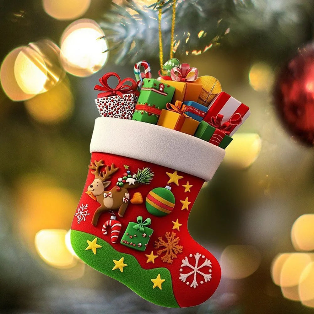 Acrylic Christmas Stocking Ornaments – Colorful Tree Pendants Christmas Tree Ornament Richie's C