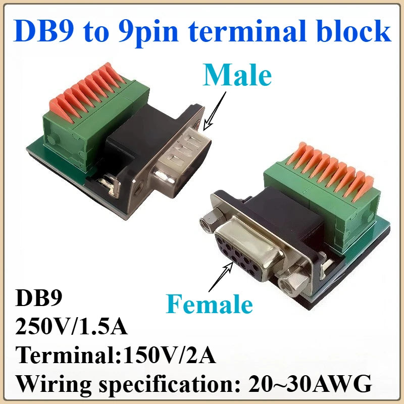 DB9 RS232/RS422/RS485 Breakout Board Terminal Block Adapter Serial Breakout Board Richie's