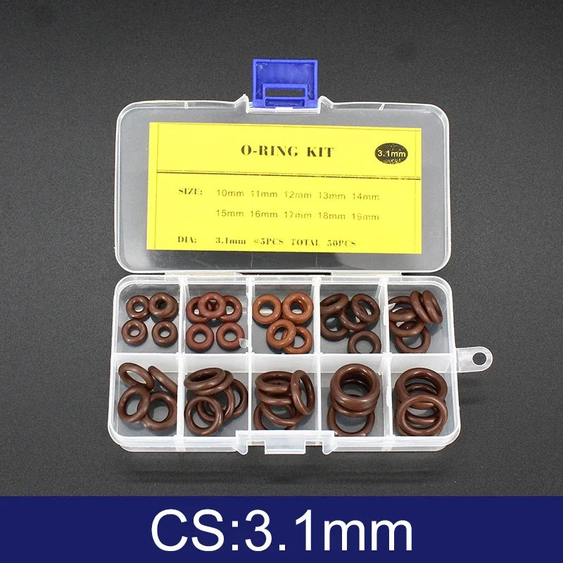 FKM O-Ring Kit 100pcs Fluorine Rubber Gasket Seal Assortment O-Ring Seal Kit Richie's One Box CS 3.1mm