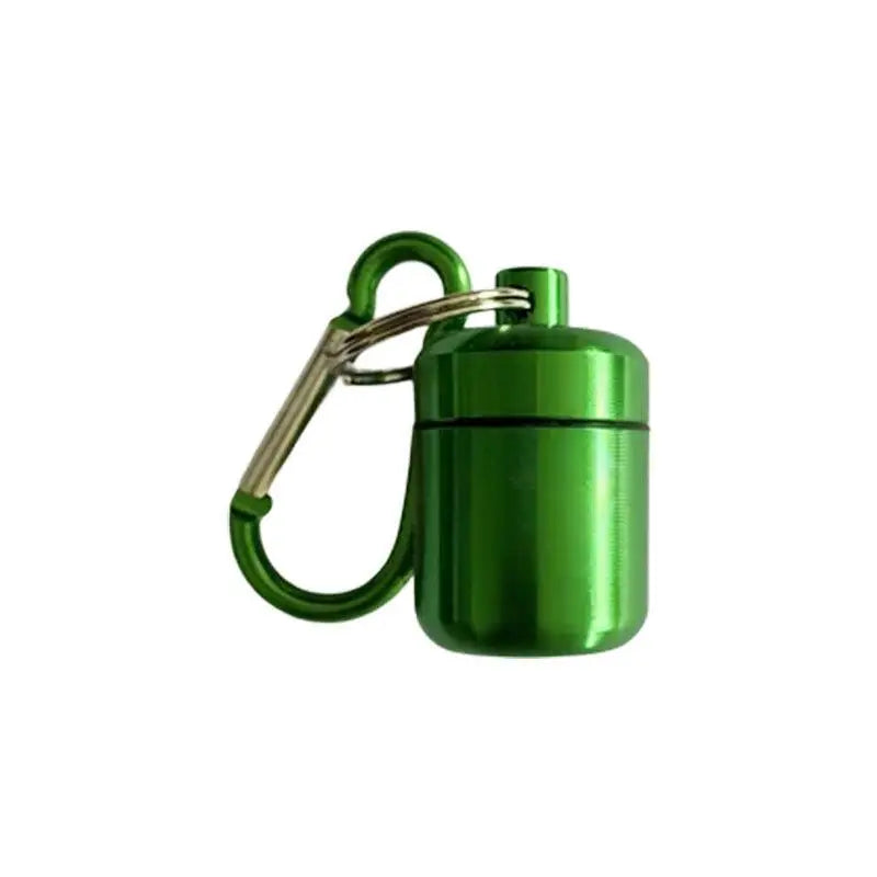 Waterproof Mini Pill Box Keychain – Aluminum Sealed Container Keychain Pill Box Richie's Green