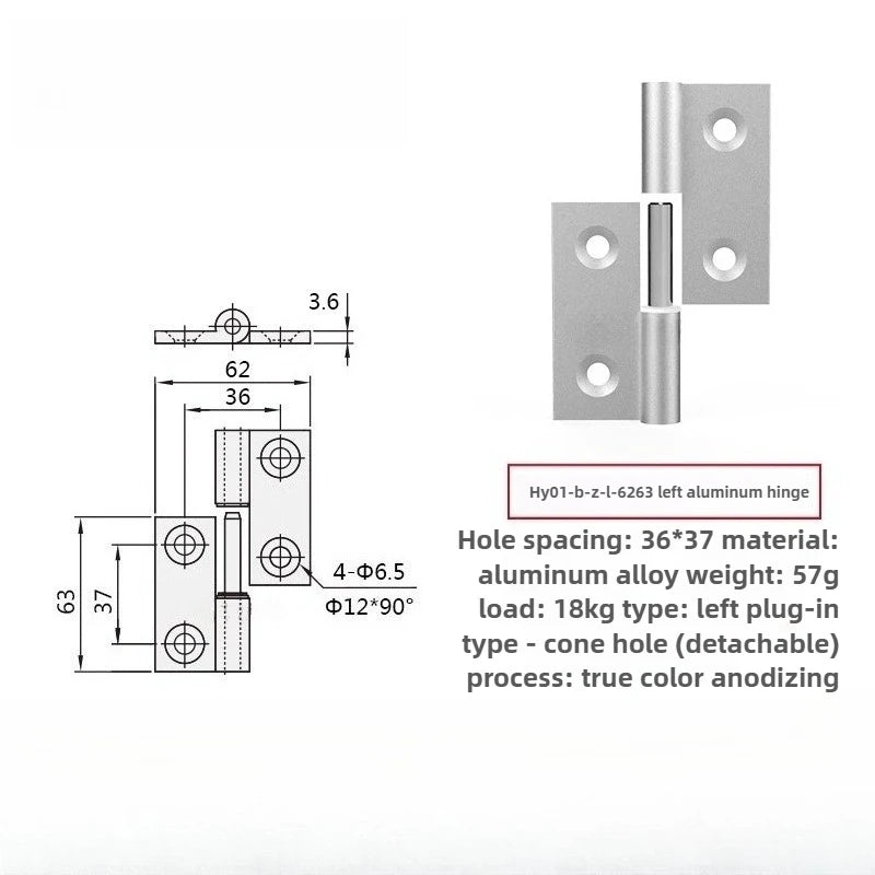 Plug-In Aluminum Alloy Cabinet Door Hinge – Quick Release Cabinet Door Hinge Richie's HY01-B-Z-L-6263 left
