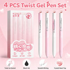 4-Pack Pink Heart Twist Gel Pens – Black Ink Stationery Set Gel Pen Set Richie's