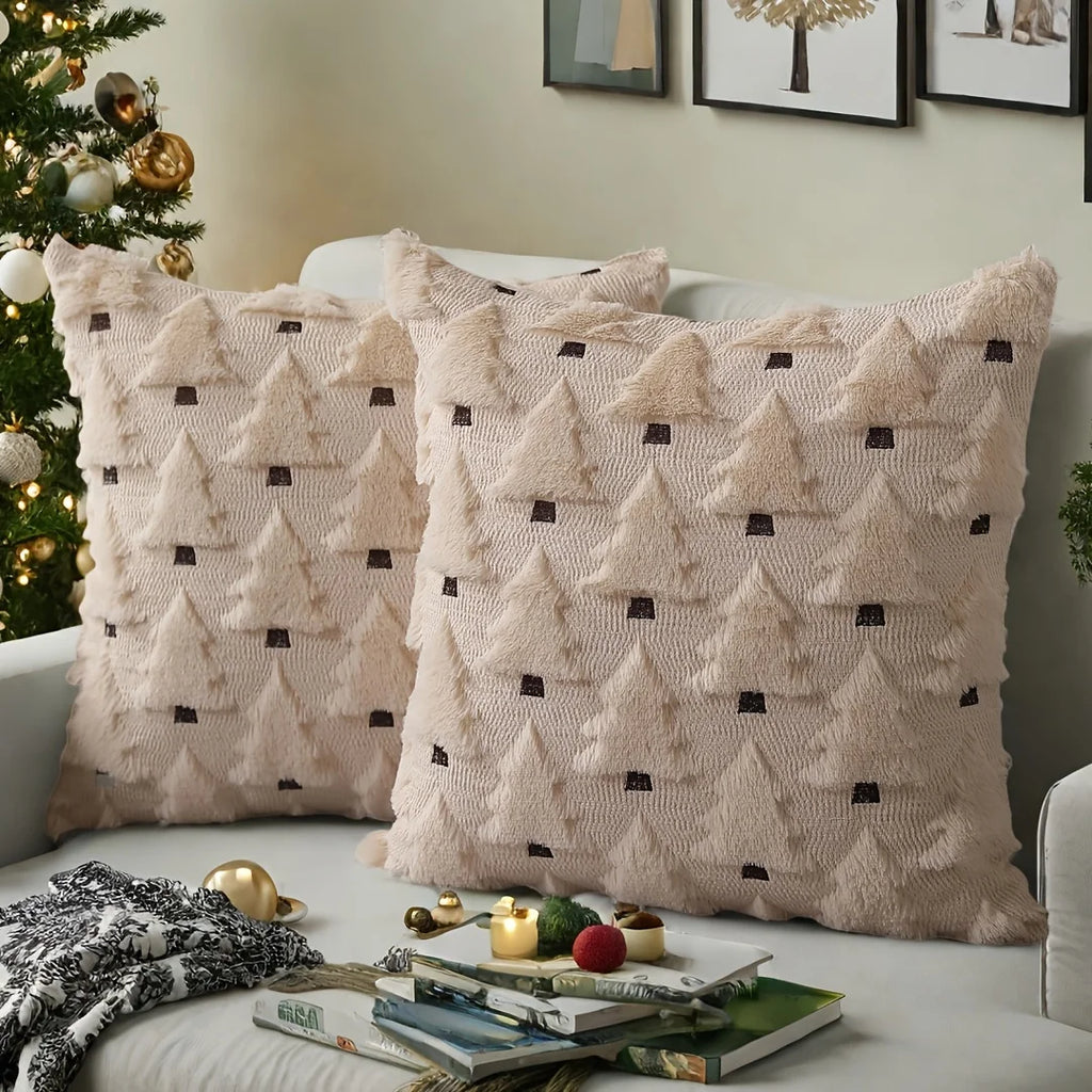 2pcs Beige Christmas Tree Pillow Covers 45x45cm | Holiday Décor Pillow Covers Richie's