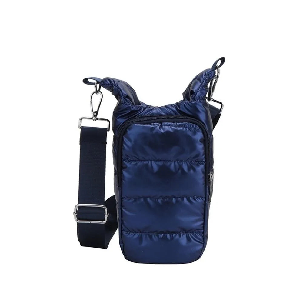 Insulated Water Bottle Shoulder Bag – Waterproof PU Sleeve Bottle Shoulder Bag Richie's Blue