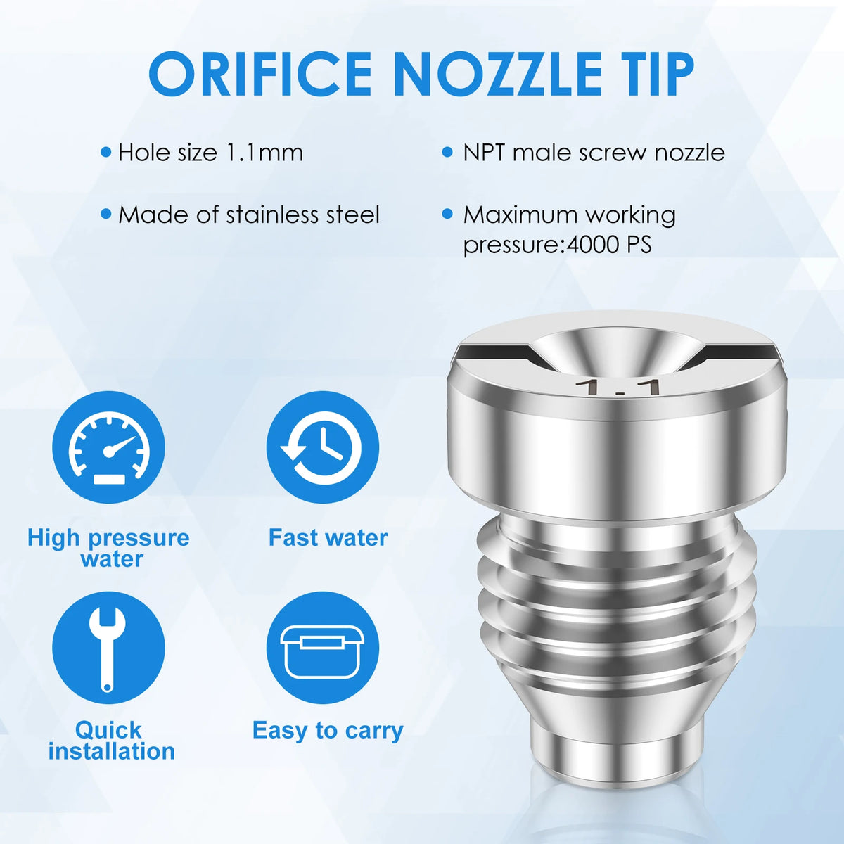 1.1mm Foam Cannon Nozzle Tip Replacement Kit – Stainless Steel Foam Cannon Nozzle Kit Richie's