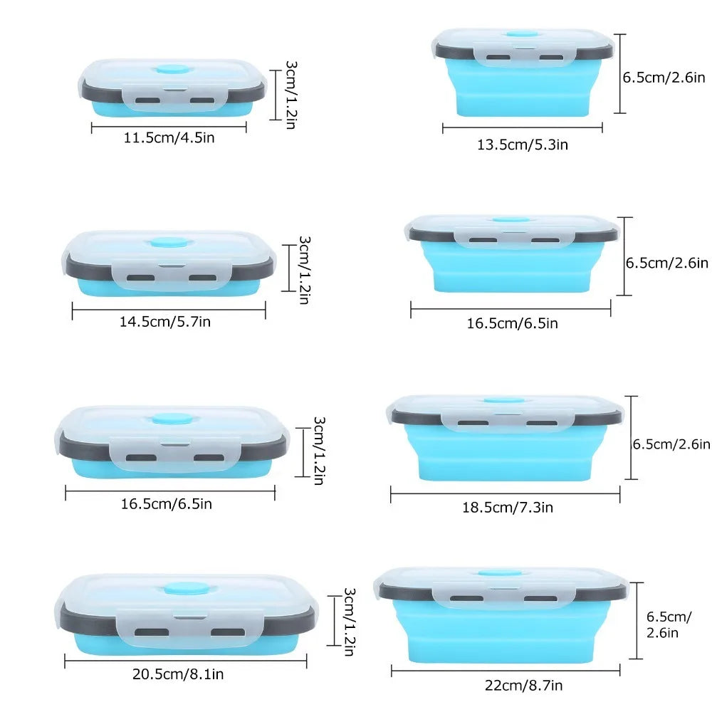 4-Pc Collapsible Silicone Bento Lunch Box Set – Stackable Collapsible Lunch Box Richie's