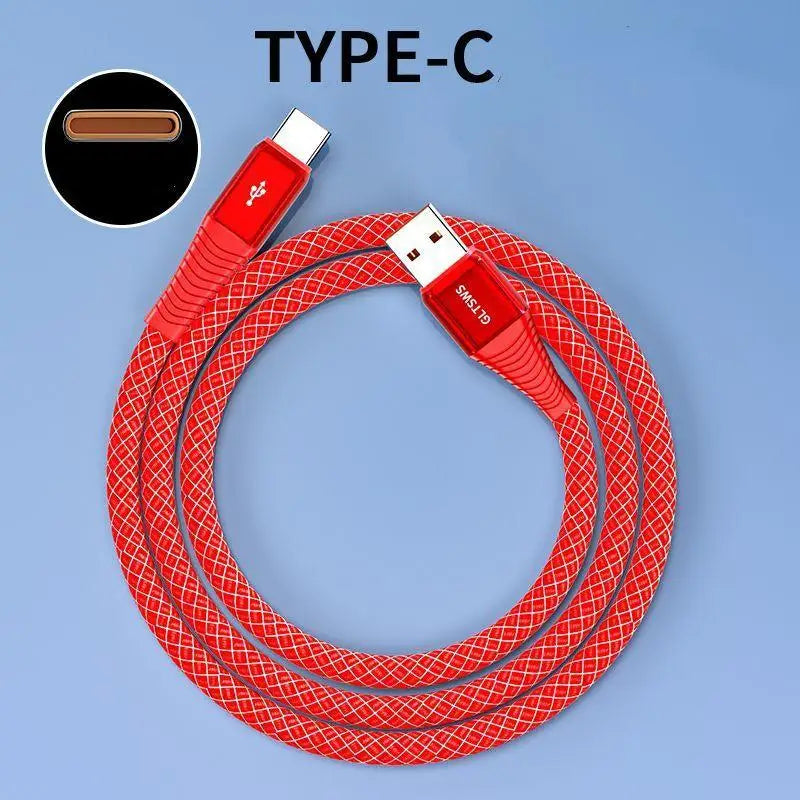 FUCHU 6A USB-C Fast Charge Cable 1M Braided + Micro USB 0.3M USB Charging Cable Richie's Red 1m