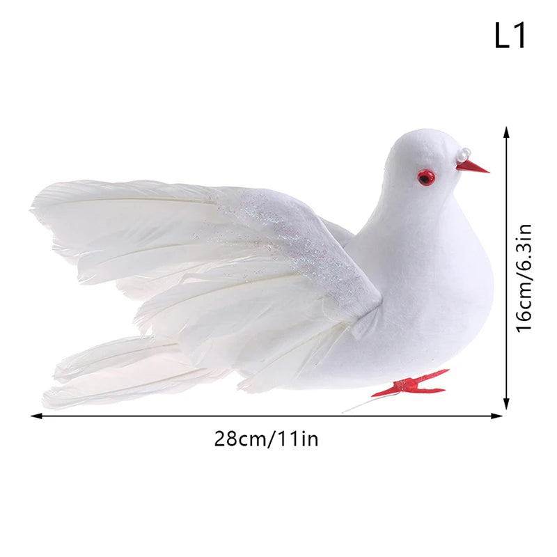 Artificial Foam Feather Peace Dove Ornament – Wedding & Garden Bird Ornament Decor Richie's L1
