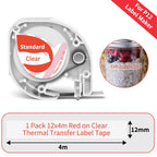 12mm Label Tape for Phomemo P12 & Dymo LetraTag – 4m Label Maker Tape Richie's Q5-132