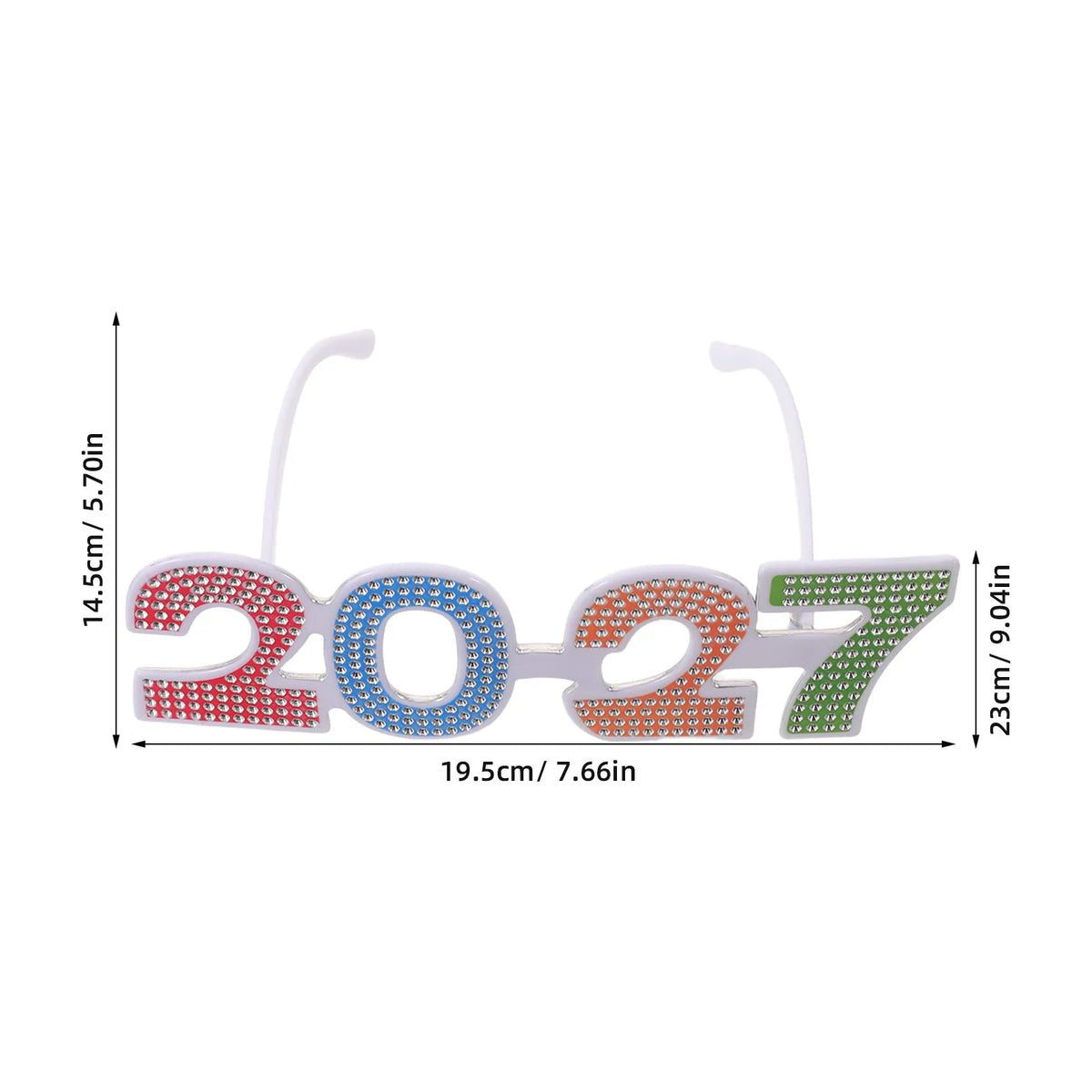 4Pcs 2027 New Year Party Glasses Rhinestone Photo Booth Props Party Photo Props Richie's Multi