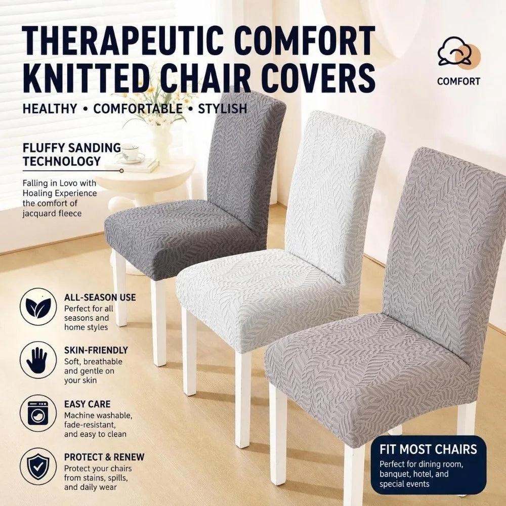 3D Leaf Jacquard Stretch Dining Chair Cover – Elastic Slipcover Chair Slipcover Richie's