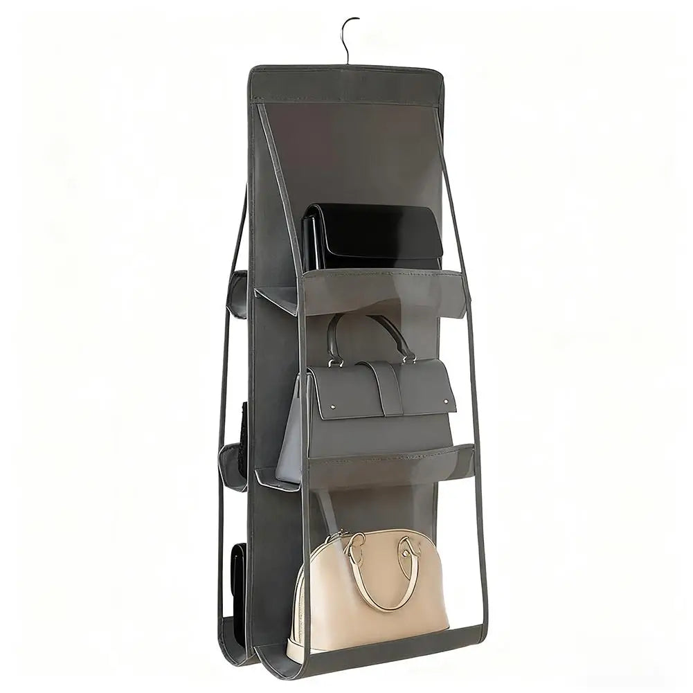 6-Pocket Hanging Handbag Organizer – Waterproof Closet Storage Closet Bag Organizer Richie's Grey