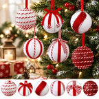 8CM Glitter Christmas Ball Ornaments Set of 6 – Foam Candy Spheres Christmas Ball Ornaments Richie's