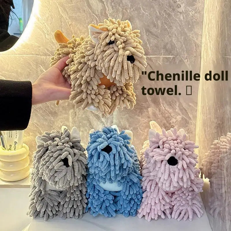 Cute Puppy Chenille Hand Towel – Soft Kids Hanging Towel Kids Hand Towel Richie's