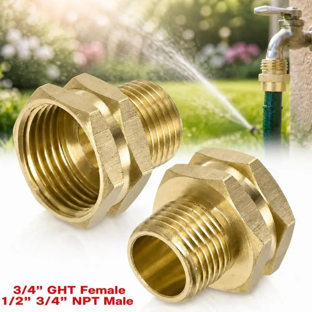 Brass 3/4" GHT to NPT Male Garden Hose Adapter Fitting Garden Hose Adapter Richie's