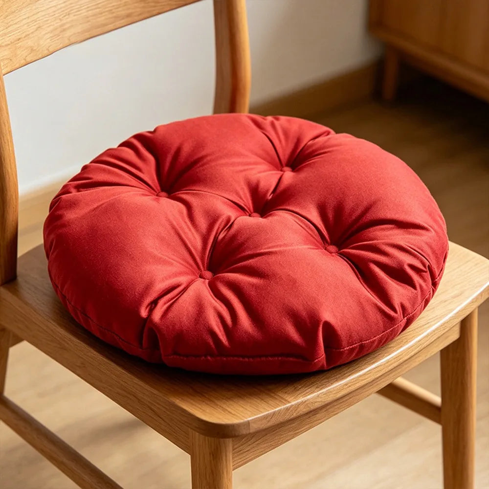 Round Silk Fabric Chair Cushion Non-Slip Tatami Seat Pad Chair Cushion Richie's Red