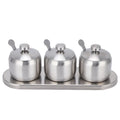 304 Stainless Steel Seasoning Pot Set 300ml with Lid & Spoons Seasoning Pot Set Richie's Silver