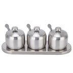 304 Stainless Steel Seasoning Pot Set 300ml with Lid & Spoons Seasoning Pot Set Richie's Silver