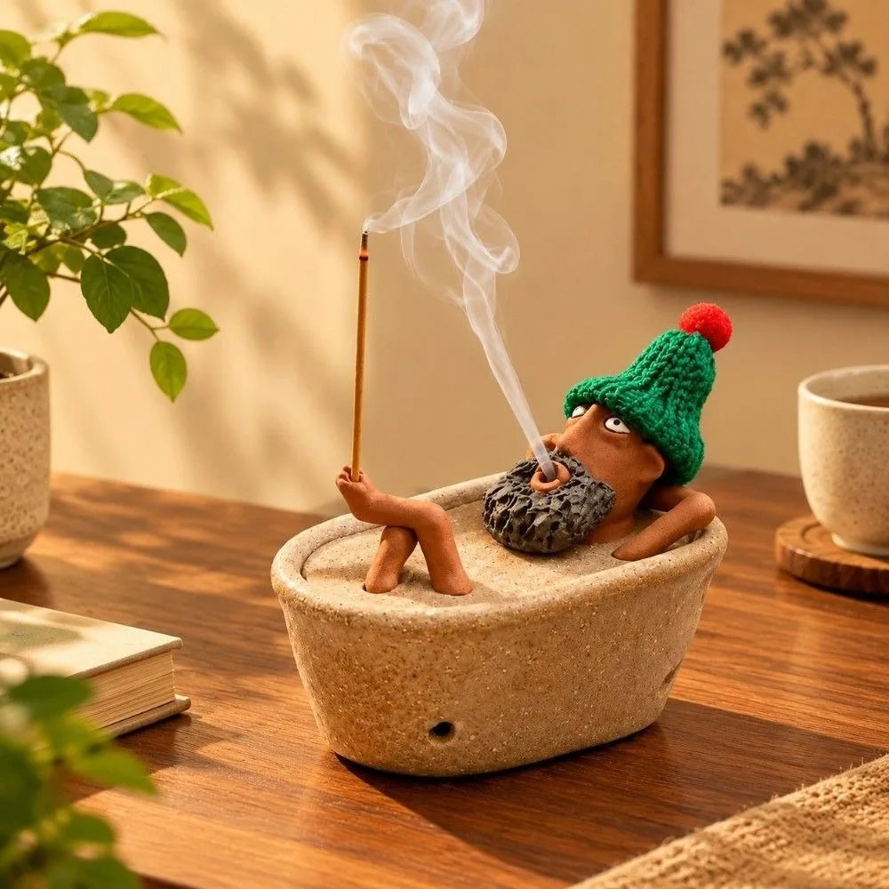 Lazy Bath Man Backflow Incense Burner | Resin Home Decor Backflow Incense Burner Richie's