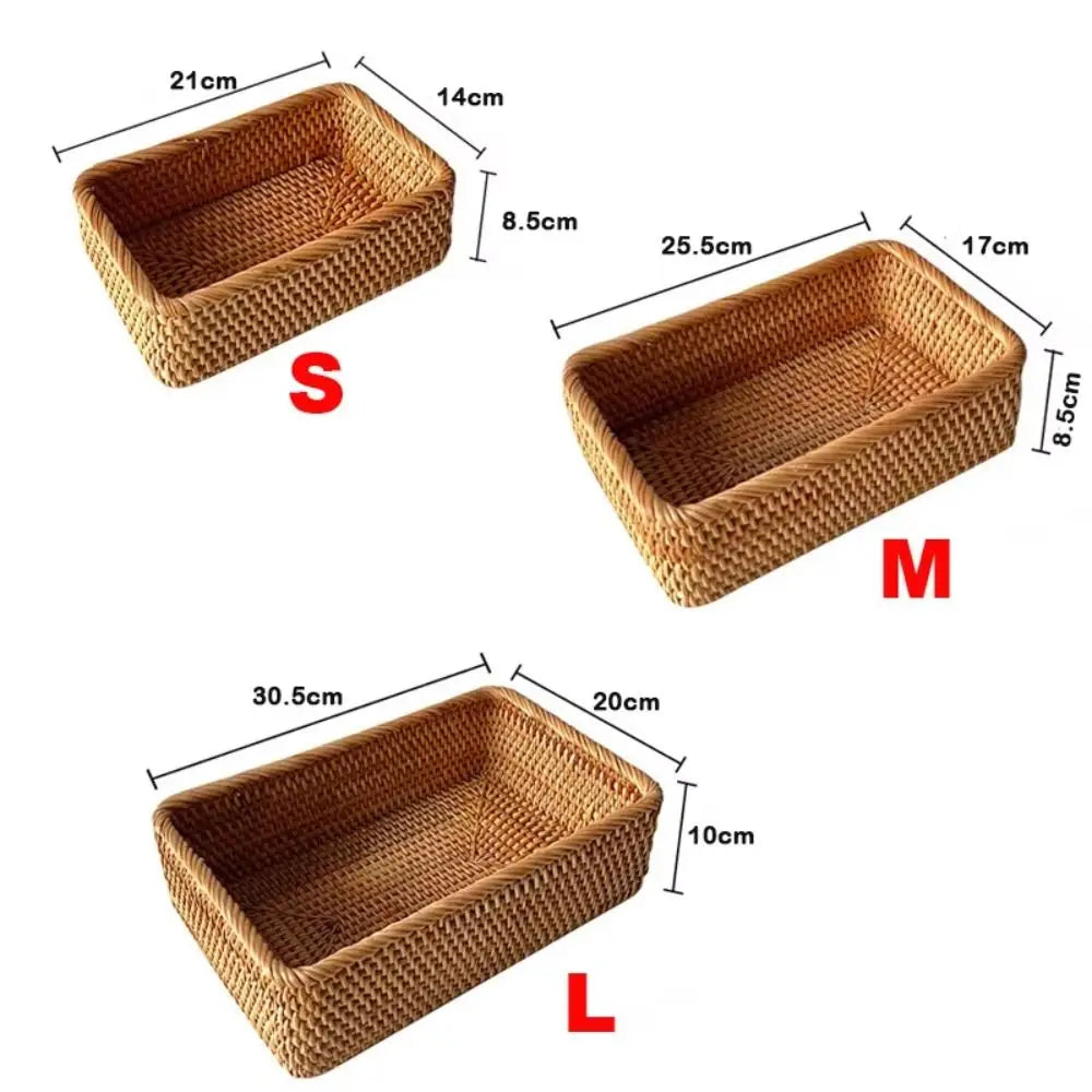 Handwoven Rattan Storage Basket | Desktop & Kitchen Organizer Rattan Storage Basket Richie's