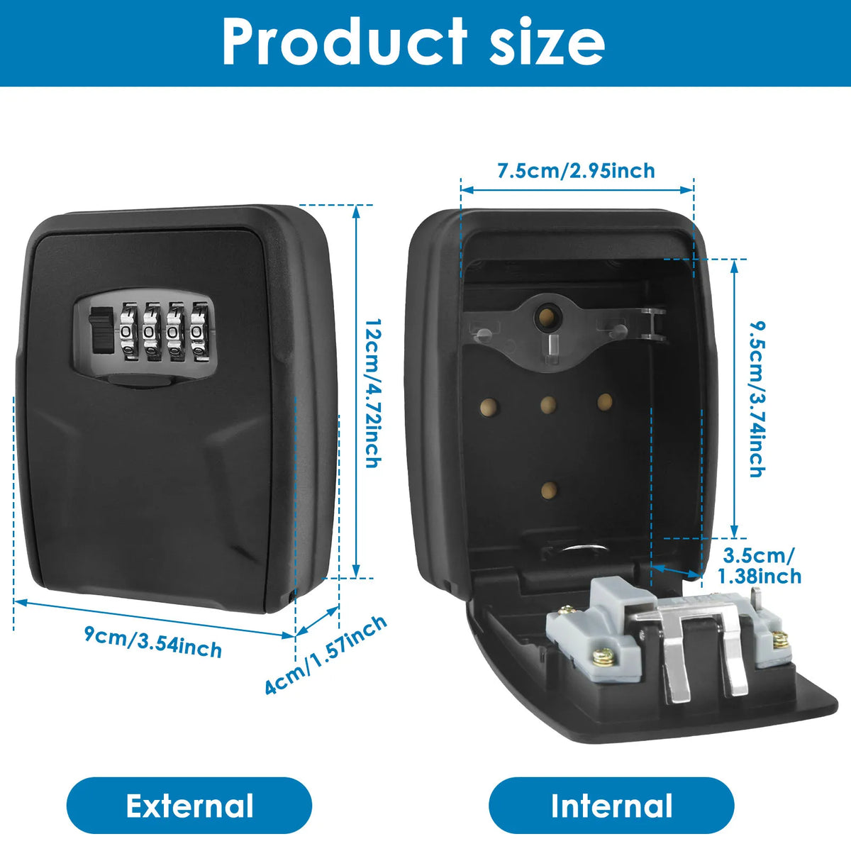 Wall-Mount Combination Key Storage Box – Weatherproof Safe Key Lock Box Richie's Secret Code A 1