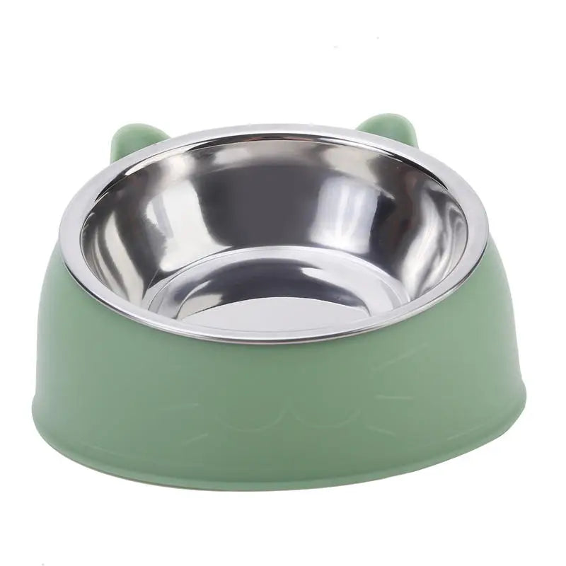 Stainless Steel Cat Bowl 15° Tilted Non-Slip Pet Food Dish Pet Feeding Bowl Richie's green