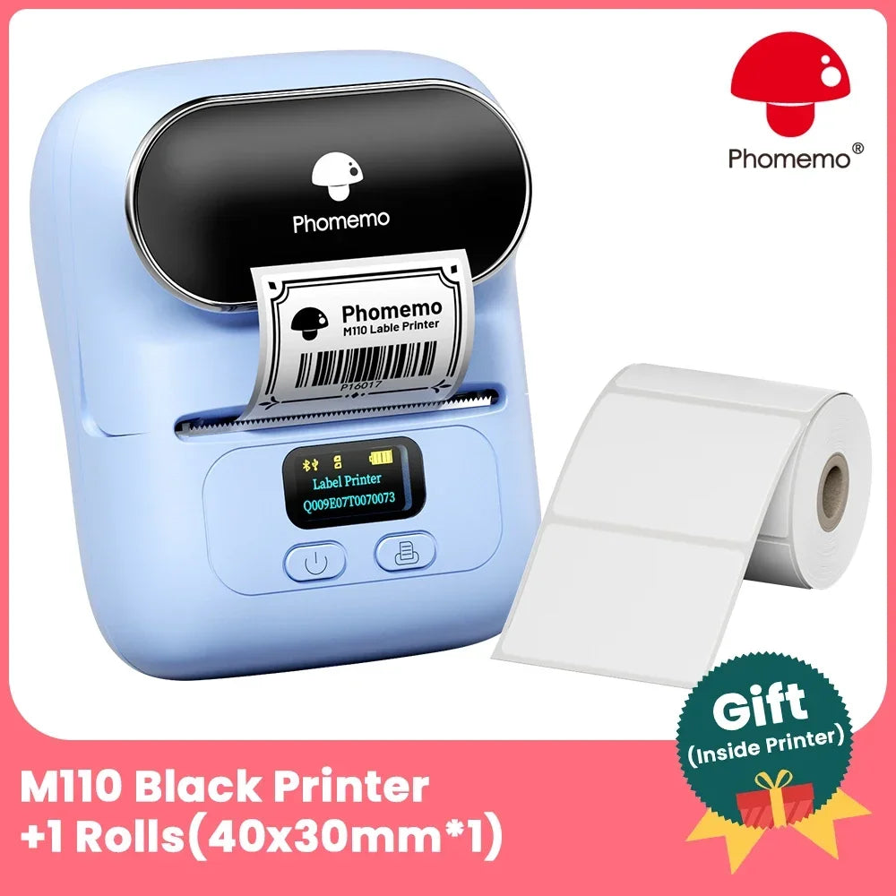 Phomemo M110 Bluetooth Thermal Label Maker | Portable Mini Printer Thermal Label Printer Richie's Blue