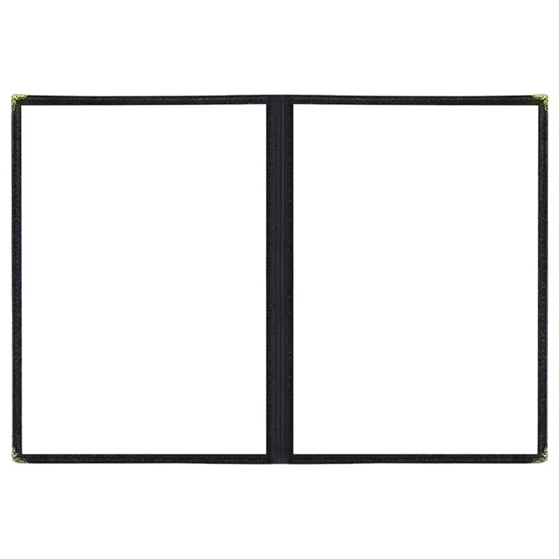 Foldable A4 PVC Menu Cover – Waterproof Double Panel Holder Menu Cover Holder Richie's Black 2 Pages