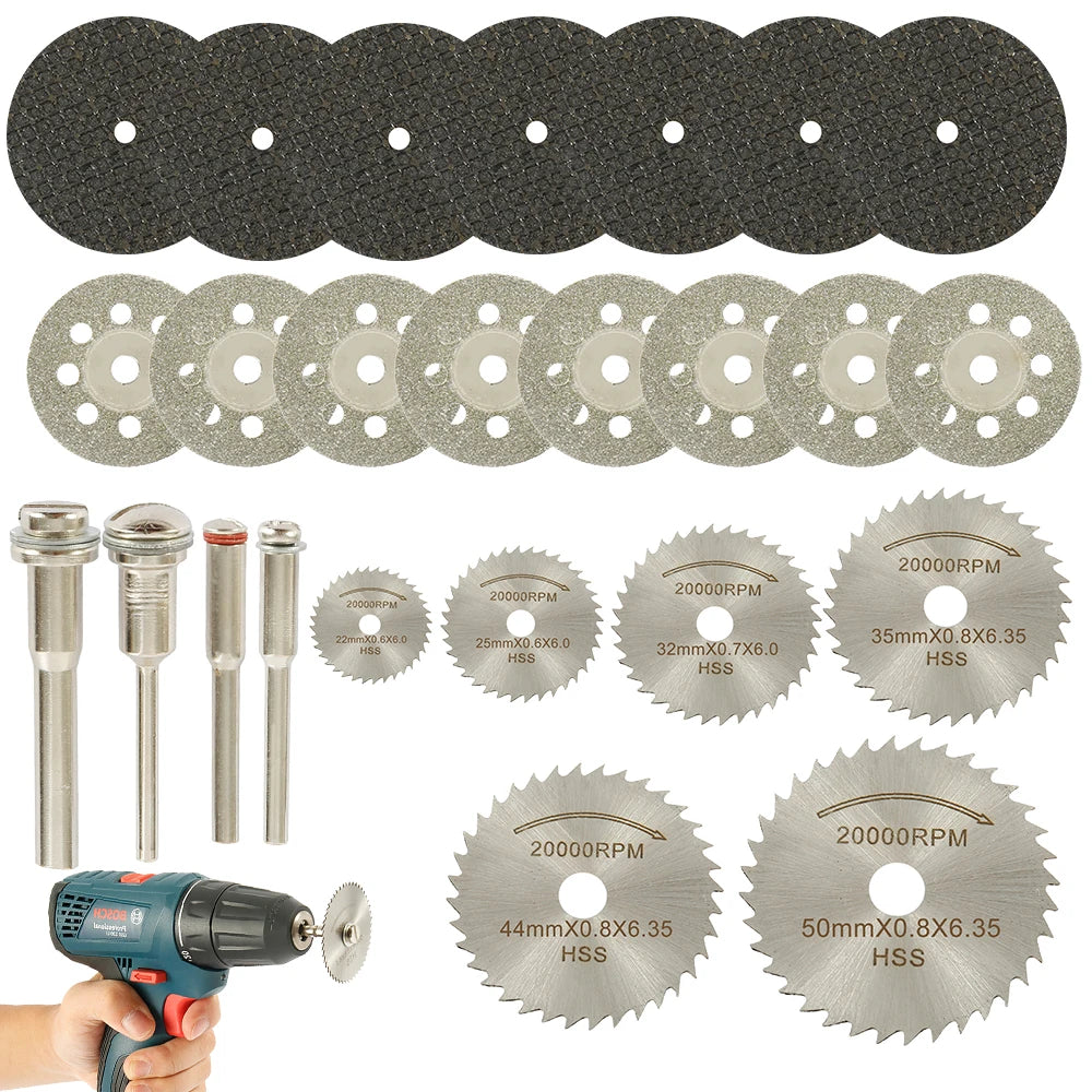 Mini Circular Saw Blade Set 11/30/32pc – Rotary Tool Cutting Discs Rotary Tool Accessories Richie's 32 pieces