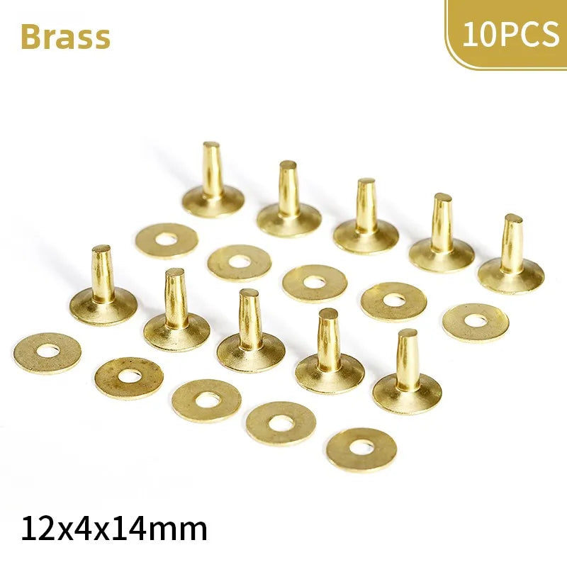 KANDE Copper Rivets 10 Pcs – Leather Belt Luggage Fasteners Copper Rivets Richie's Y 12x4x14mm 10PCS