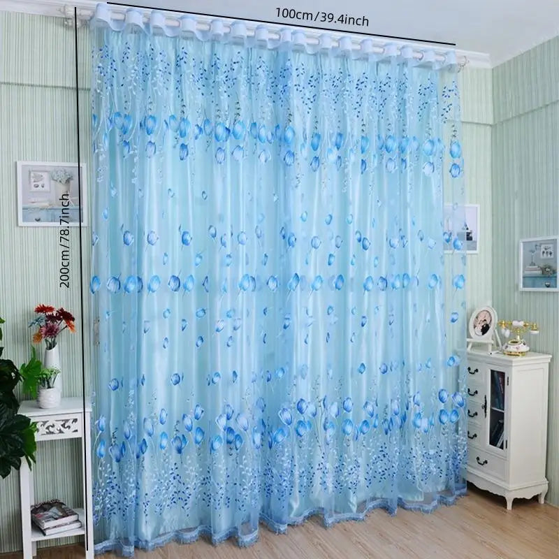 Modern Tulip Sheer Window Curtain Panel 200x100cm Polyester Sheer Window Curtain Richie's